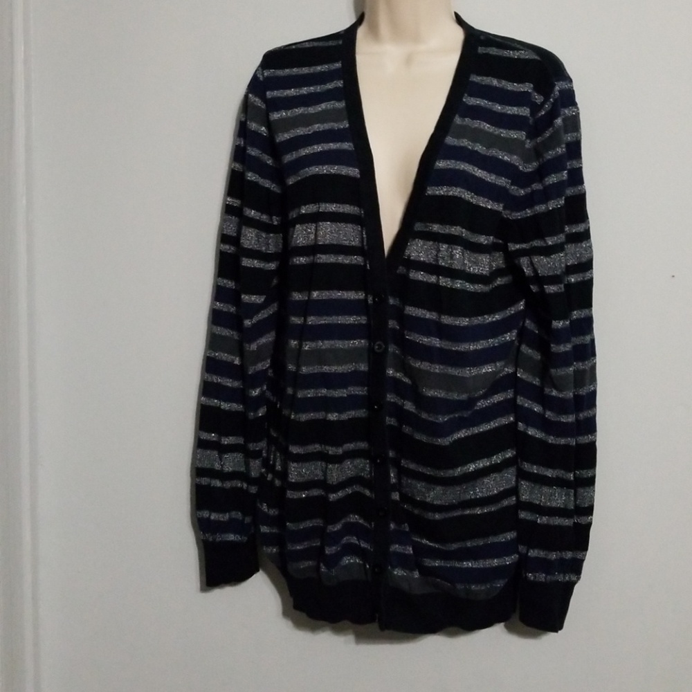 Charlotte russe women's XL navy blue , gray and silver sweater